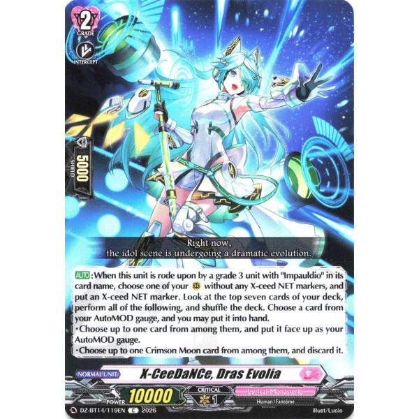 Vanguard TCG card DZ-BT14/119EN C X-CeeDaNCe, Dras Evolia Envoys of the Crimson Moon