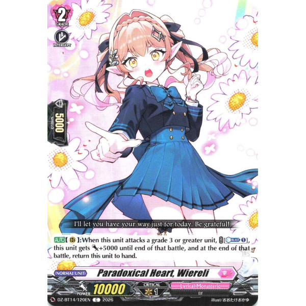 Vanguard TCG card DZ-BT14/120EN C Paradoxical Heart, Wiereli Envoys of the Crimson Moon