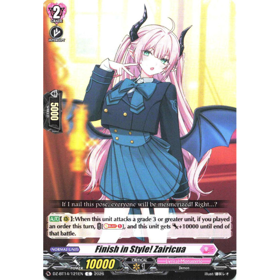 Vanguard TCG card DZ-BT14/121EN C Finish in Style! Zairicua Envoys of the Crimson Moon
