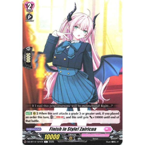 Vanguard TCG card DZ-BT14/121EN C Finish in Style! Zairicua Envoys of the Crimson Moon