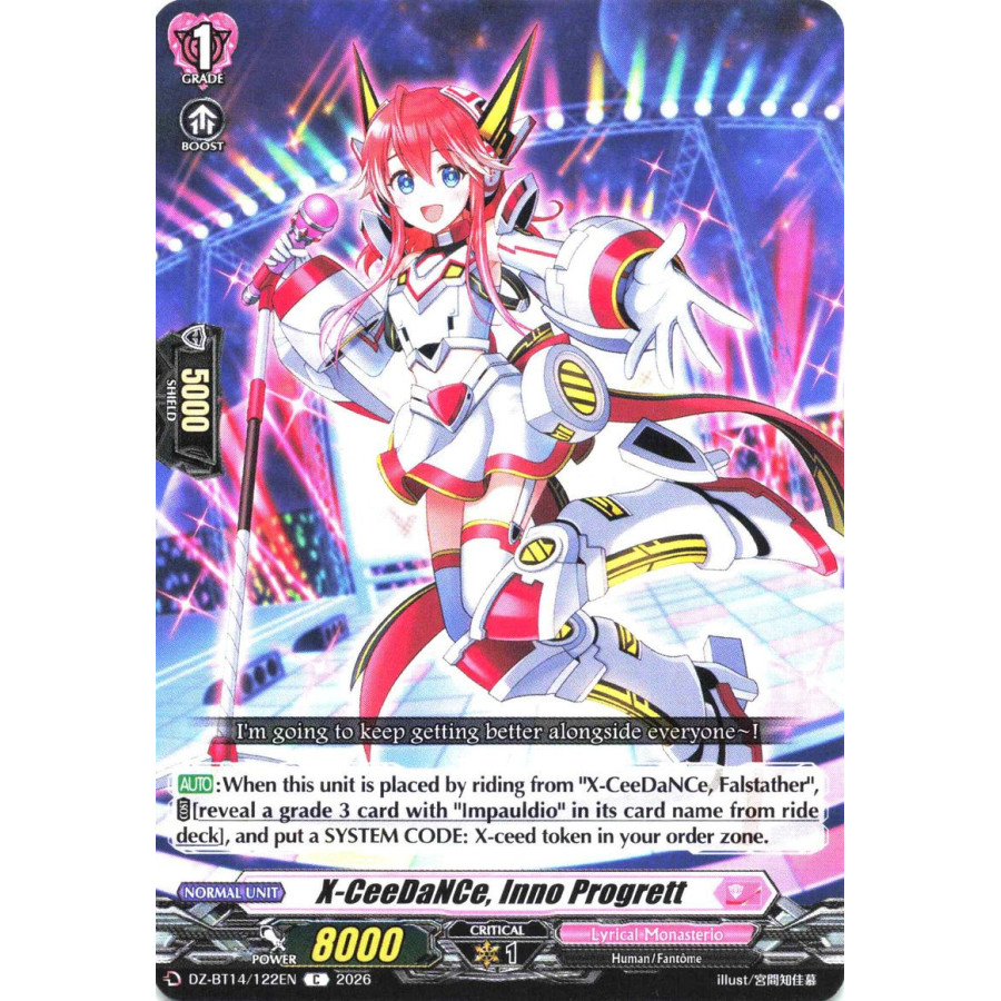 Vanguard TCG card DZ-BT14/122EN C X-CeeDaNCe, Inno Progrett Envoys of the Crimson Moon