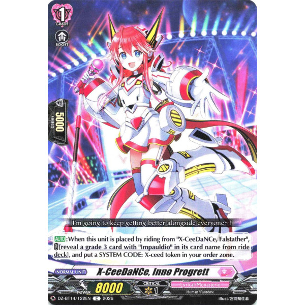 Vanguard TCG card DZ-BT14/122EN C X-CeeDaNCe, Inno Progrett Envoys of the Crimson Moon