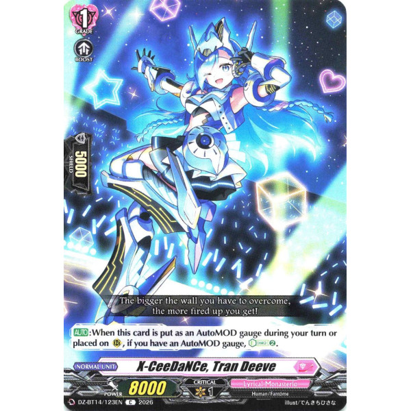 Vanguard TCG card DZ-BT14/123EN C X-CeeDaNCe, Tran Deeve Envoys of the Crimson Moon