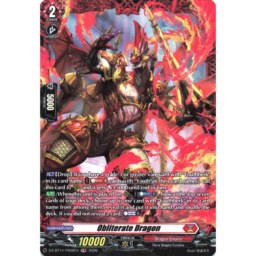 Vanguard TCG card DZ-BT14/FR02EN FR Obliterate Dragon Envoys of the Crimson Moon