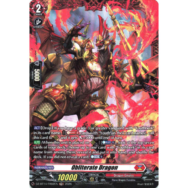 Vanguard TCG card DZ-BT14/FR02EN FR Obliterate Dragon Envoys of the Crimson Moon