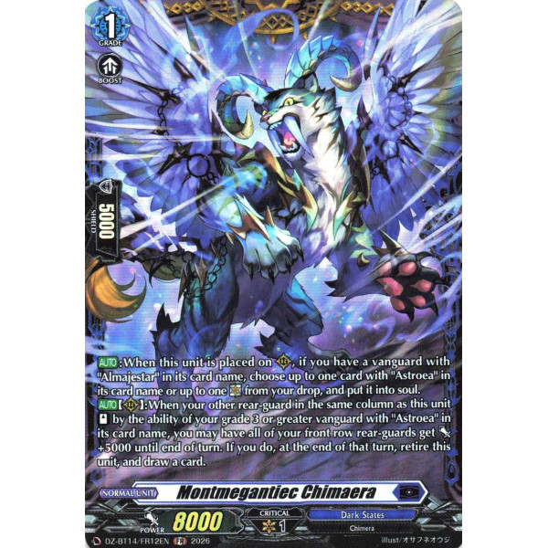Vanguard TCG card DZ-BT14/FR12EN FR Montmegantique Chimaera  Envoys of the Crimson Moon