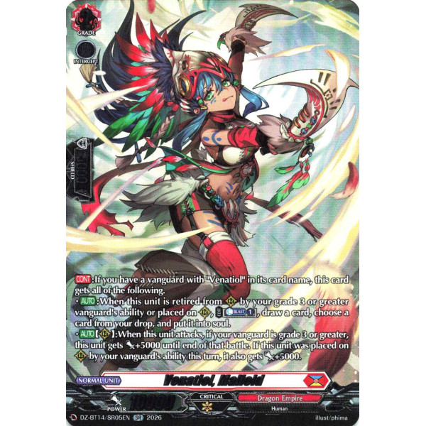 Vanguard TCG card DZ-BT14/SR05EN SR Venatiol, Malield Envoys of the Crimson Moon