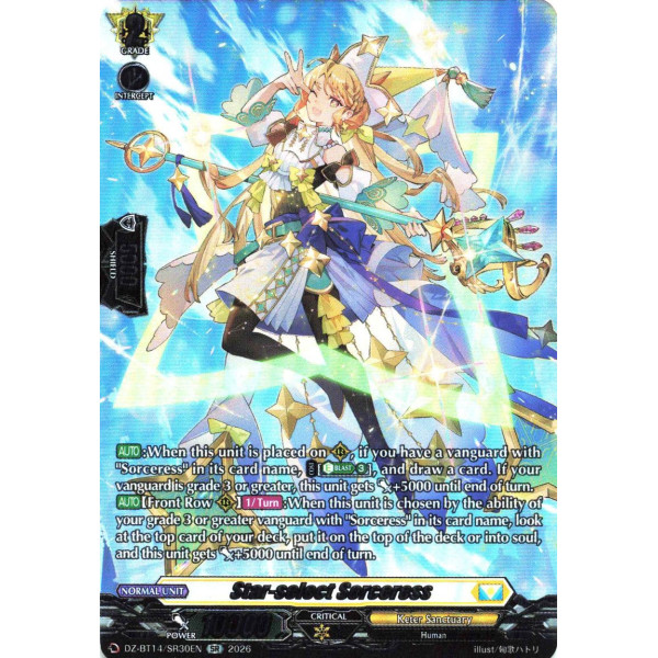 Vanguard TCG card DZ-BT14/SR30EN SR Star-select Sorceress Envoys of the Crimson Moon