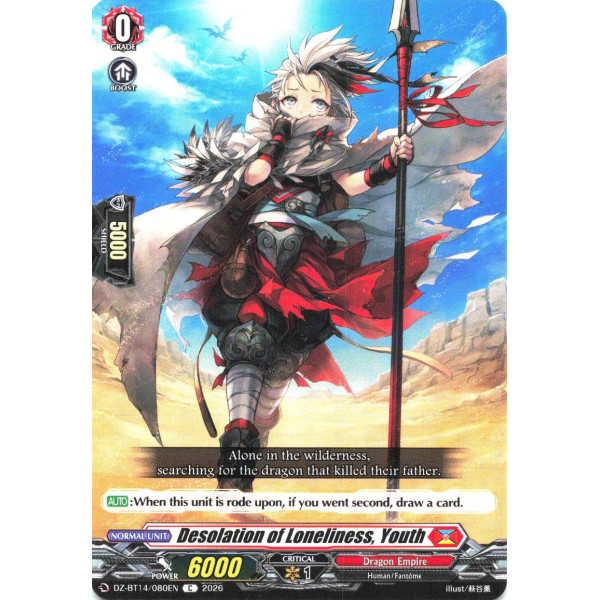 Vanguard TCG card DZ-BT14/080EN C Desolation of Loneliness, Youth Envoys of the Crimson Moon
