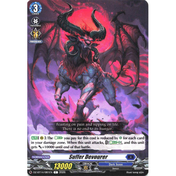 Vanguard TCG card DZ-BT14/081EN C Suffer Devourer Envoys of the Crimson Moon