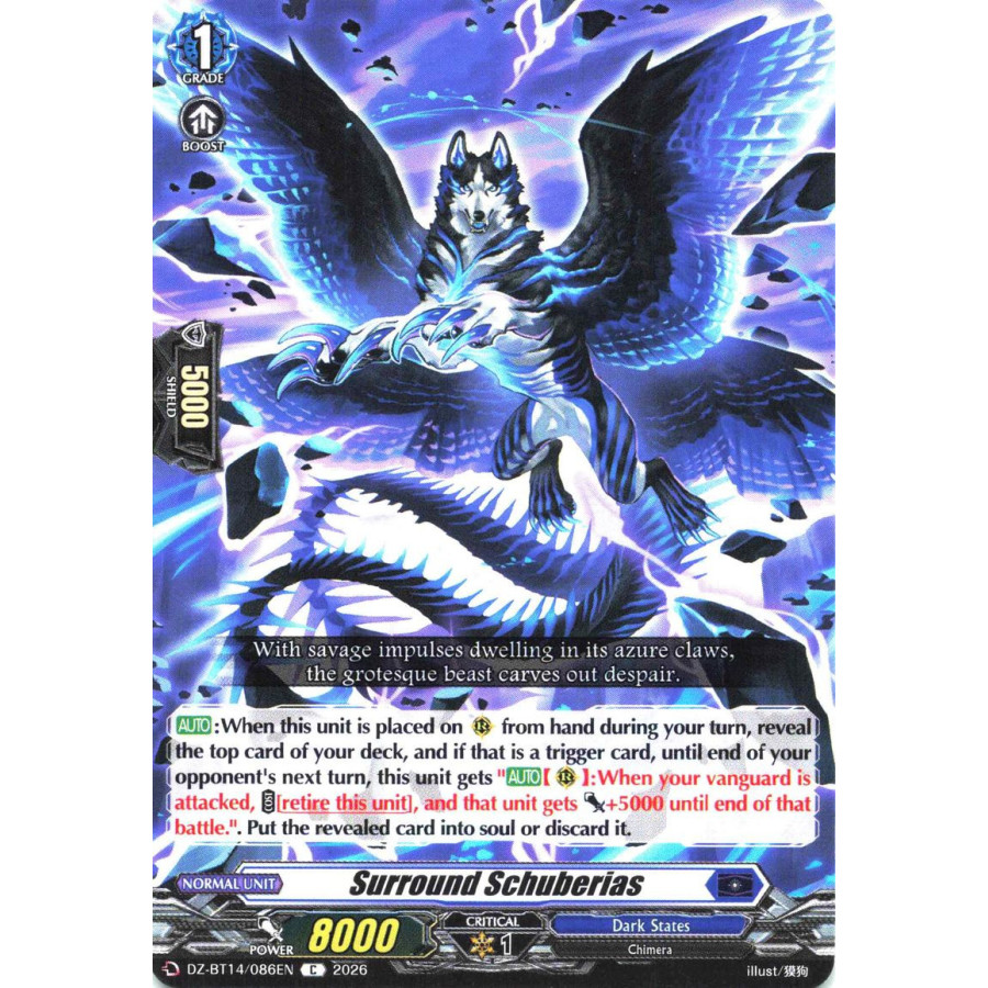 Vanguard TCG card DZ-BT14/086EN C Surround Schuberias Envoys of the Crimson Moon