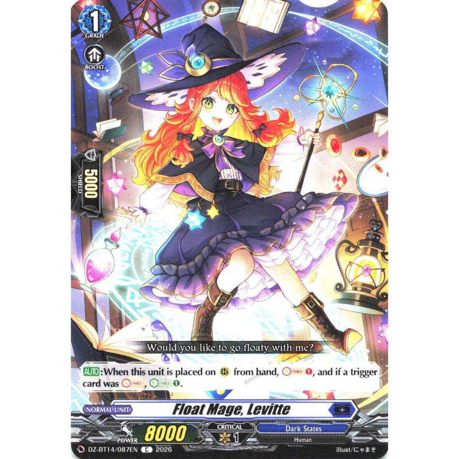Vanguard TCG card DZ-BT14/087EN C Float Mage, Levitte  Envoys of the Crimson Moon