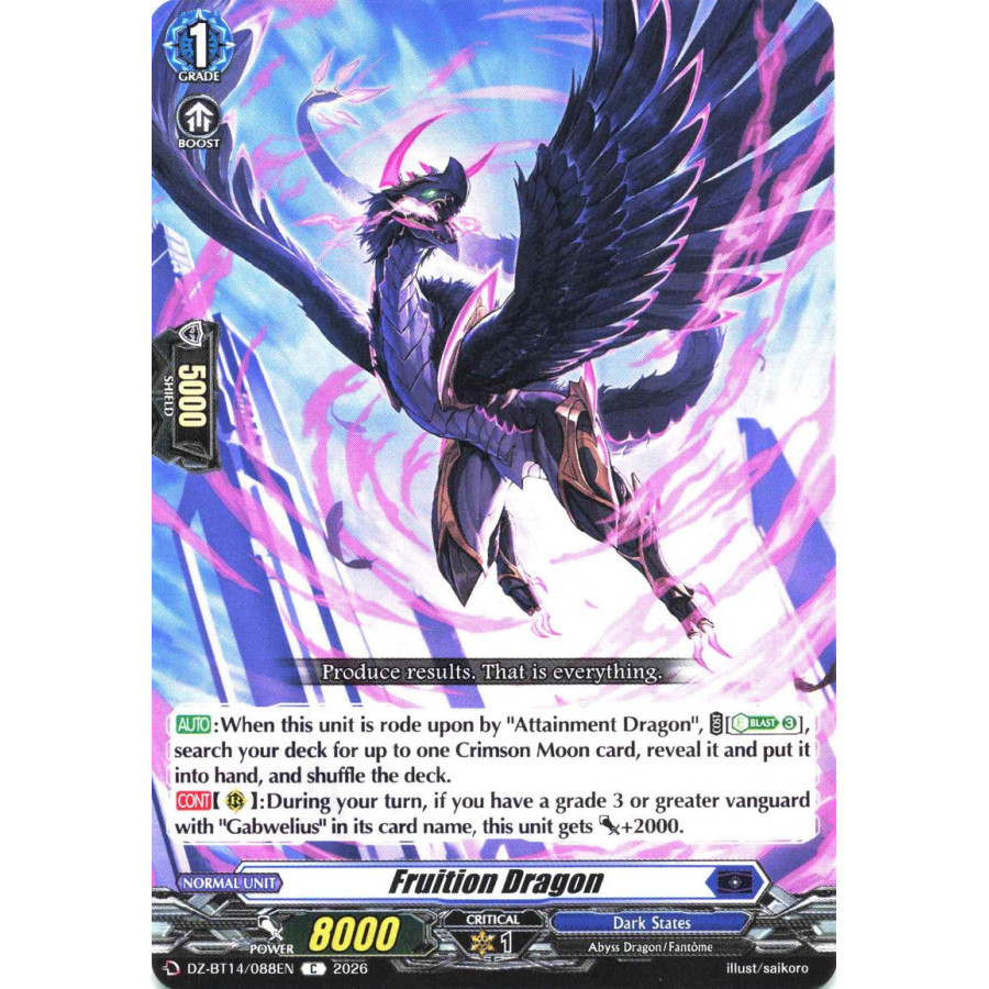 Vanguard TCG card DZ-BT14/088EN C Fruition Dragon Envoys of the Crimson Moon