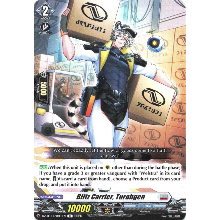 Vanguard TCG card DZ-BT14/091EN C Blitz Carrier, Turahgen Envoys of the Crimson Moon