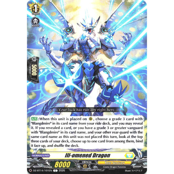 Vanguard TCG card DZ-BT14/101EN C Ill-omened Dragon Envoys of the Crimson Moon