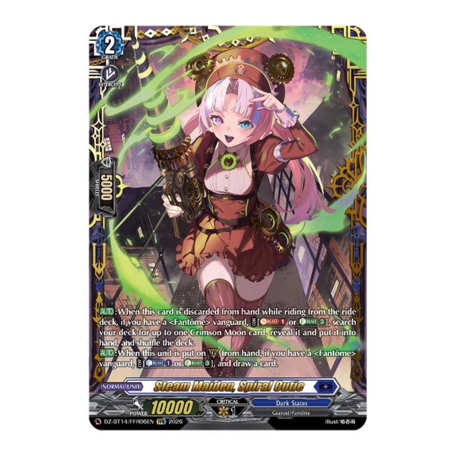 Vanguard TCG card DZ-BT14/FFR06EN FFR Steam Maiden, Spiral Cutie Envoys of the Crimson Moon