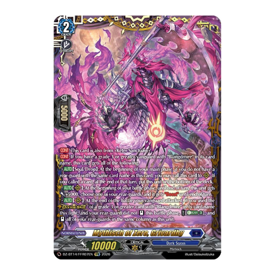 Vanguard TCG card DZ-BT14/FFR07EN FFR Mythisch of Zero, Grivardhy Envoys of the Crimson Moon
