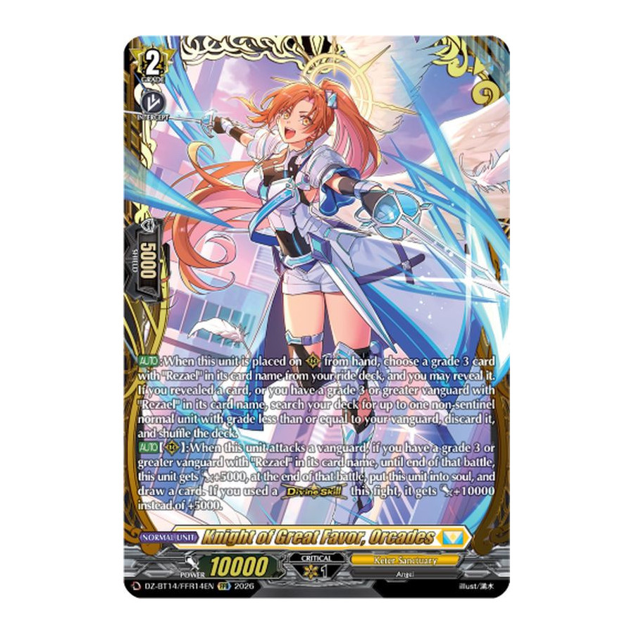 Vanguard TCG card DZ-BT14/FFR14EN FFR Knight of Great Favor, Orcades Envoys of the Crimson Moon