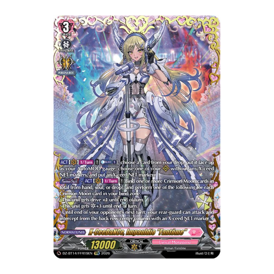 Vanguard TCG card DZ-BT14/FFR19EN FFR X-CeeDaNCe, Impauldio Fantôme Envoys of the Crimson Moon