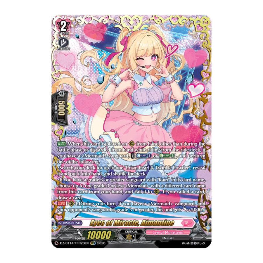 Vanguard TCG card DZ-BT14/FFR20EN FFR Eyes of Miracle, Aimantine Envoys of the Crimson Moon