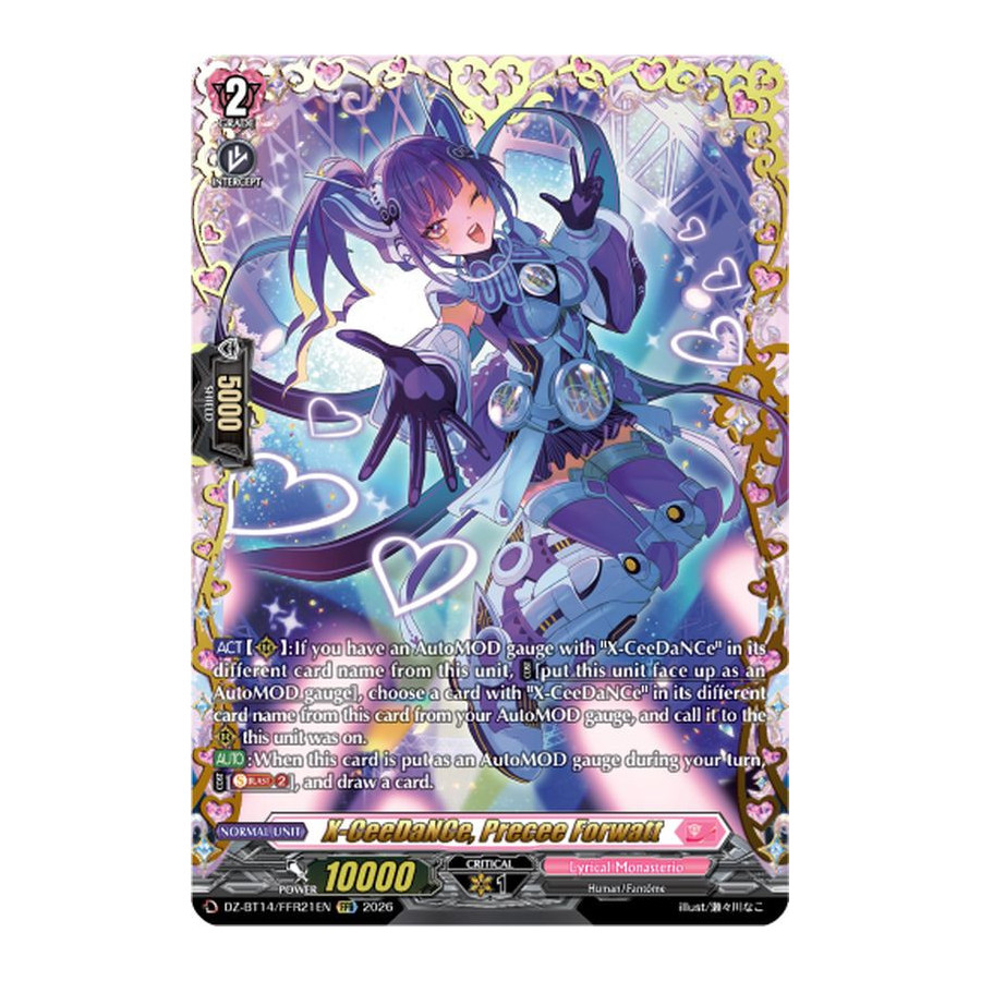 Vanguard TCG card DZ-BT14/FFR21EN FFR X-CeeDaNCe, Precee Forwatt Envoys of the Crimson Moon