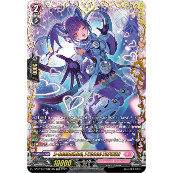 Vanguard TCG card DZ-BT14/FFR21EN FFR X-CeeDaNCe, Precee Forwatt Envoys of the Crimson Moon