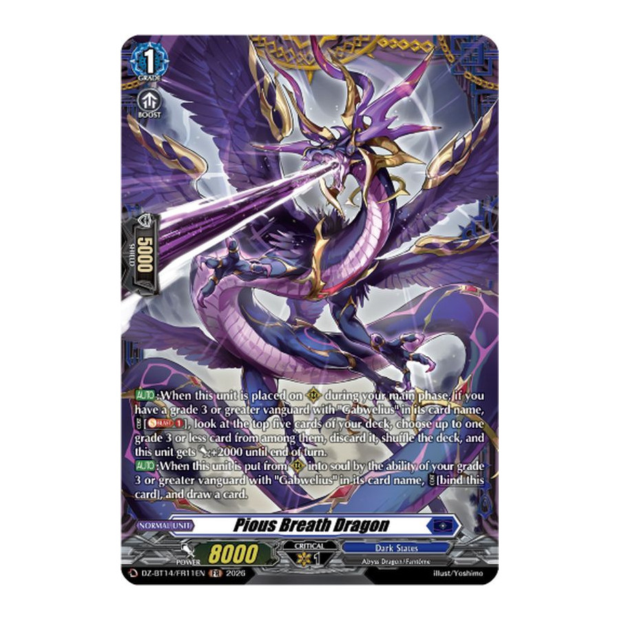 Vanguard TCG card DZ-BT14/FR11EN FR Pious Breath Dragon Envoys of the Crimson Moon
