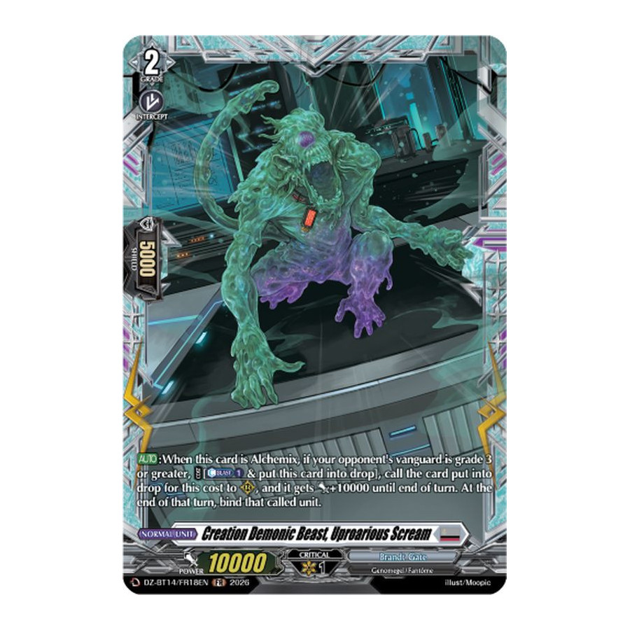 Vanguard TCG card DZ-BT14/FR18EN FR Creation Demonic Beast, Uproarious Scream Envoys of the Crimson Moon