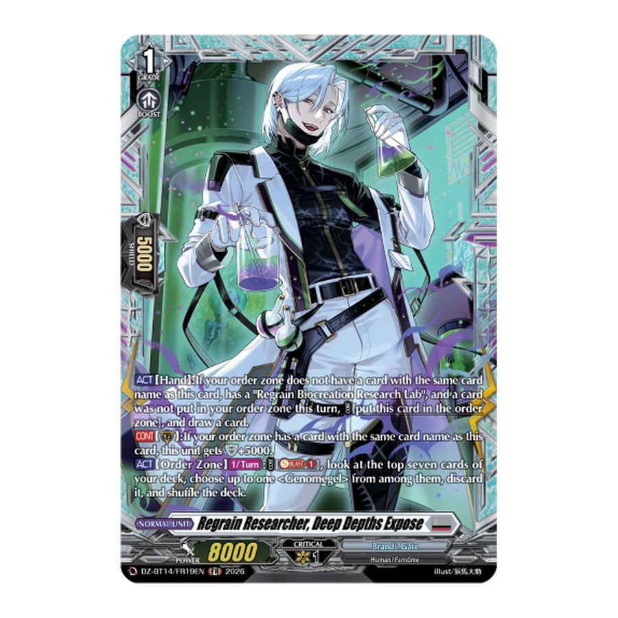 Vanguard TCG card DZ-BT14/FR19EN FR Regrain Researcher, Deep Depths Expose Envoys of the Crimson Moon