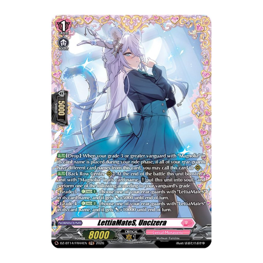 Vanguard TCG card DZ-BT14/FR44EN FR LettiaMateS, Uncizera Envoys of the Crimson Moon