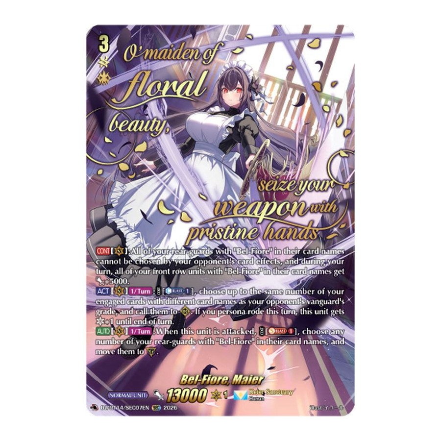 Vanguard TCG card DZ-BT14/SEC07EN SEC Bel-Fiore, Maier Envoys of the Crimson Moon