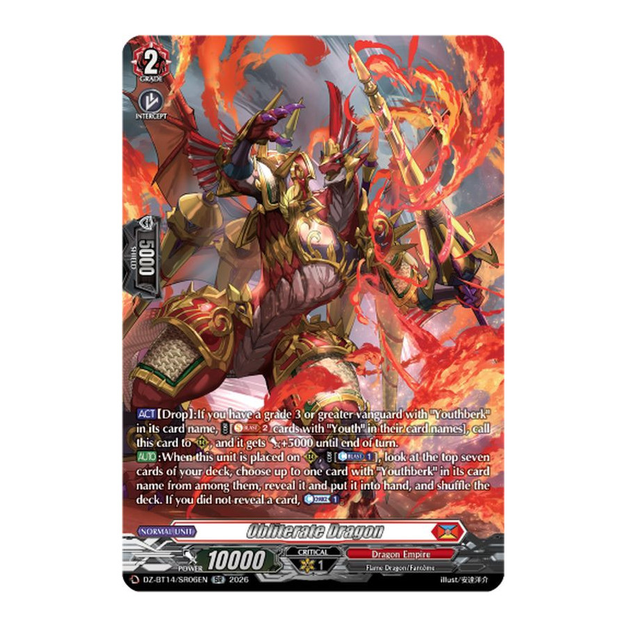 Vanguard TCG card DZ-BT14/SR06EN SR Obliterate Dragon Envoys of the Crimson Moon