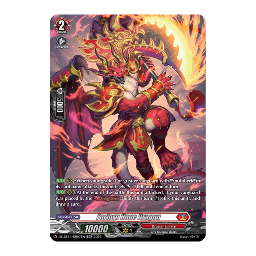 Vanguard TCG card DZ-BT14/SR07EN SR Forlorn Hope Dragon Envoys of the Crimson Moon