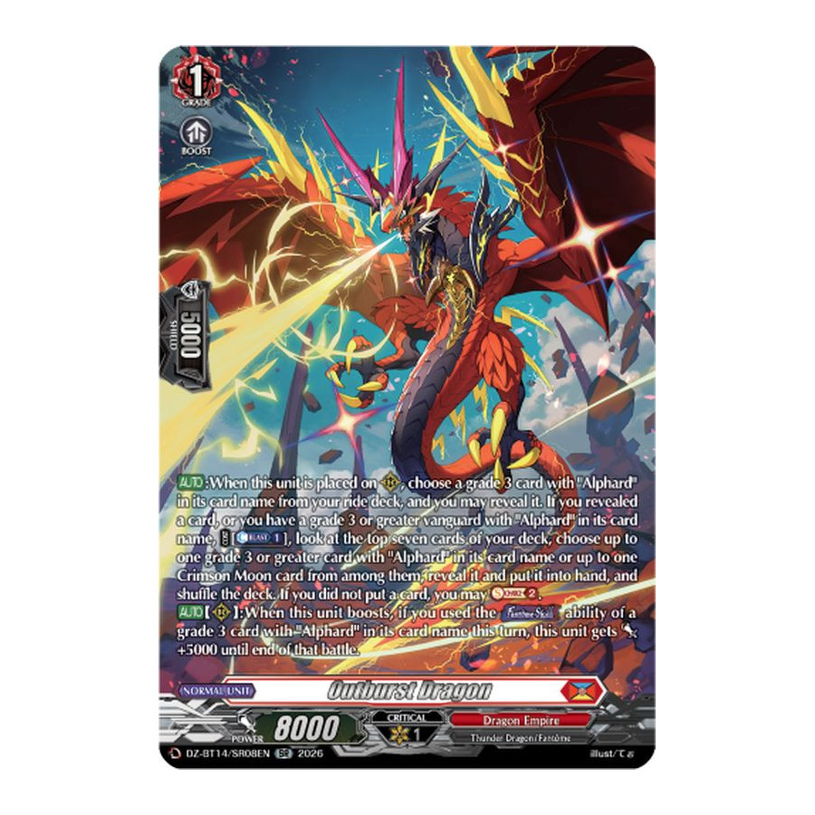 Vanguard TCG card DZ-BT14/SR08EN SR Outburst Dragon Envoys of the Crimson Moon