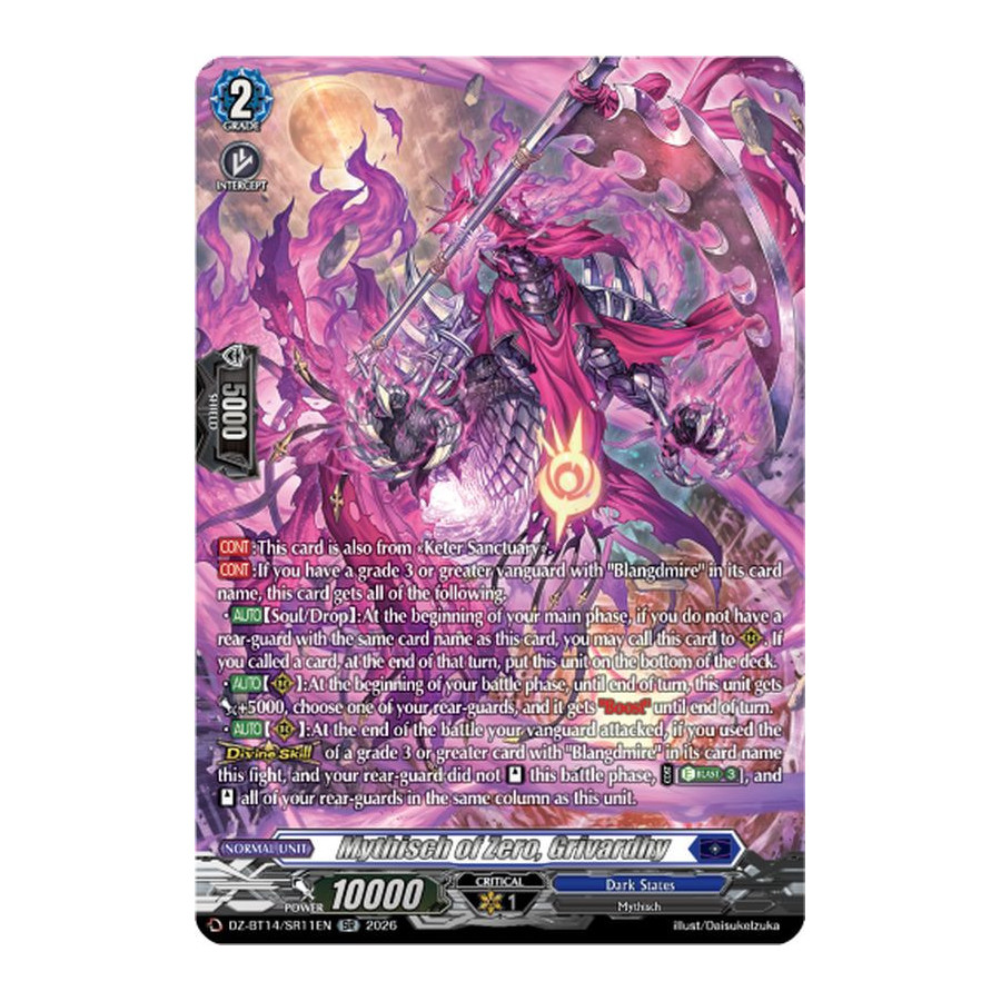Vanguard TCG card DZ-BT14/SR11EN SR Mythisch of Zero, Grivardhy Envoys of the Crimson Moon