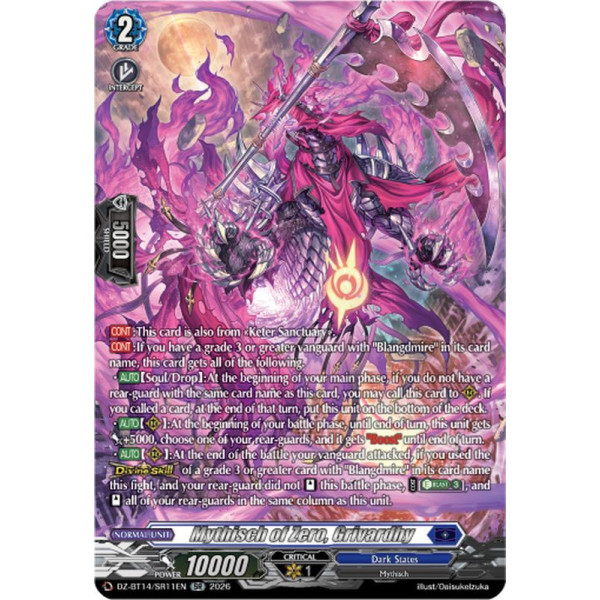 Vanguard TCG card DZ-BT14/SR11EN SR Mythisch of Zero, Grivardhy Envoys of the Crimson Moon