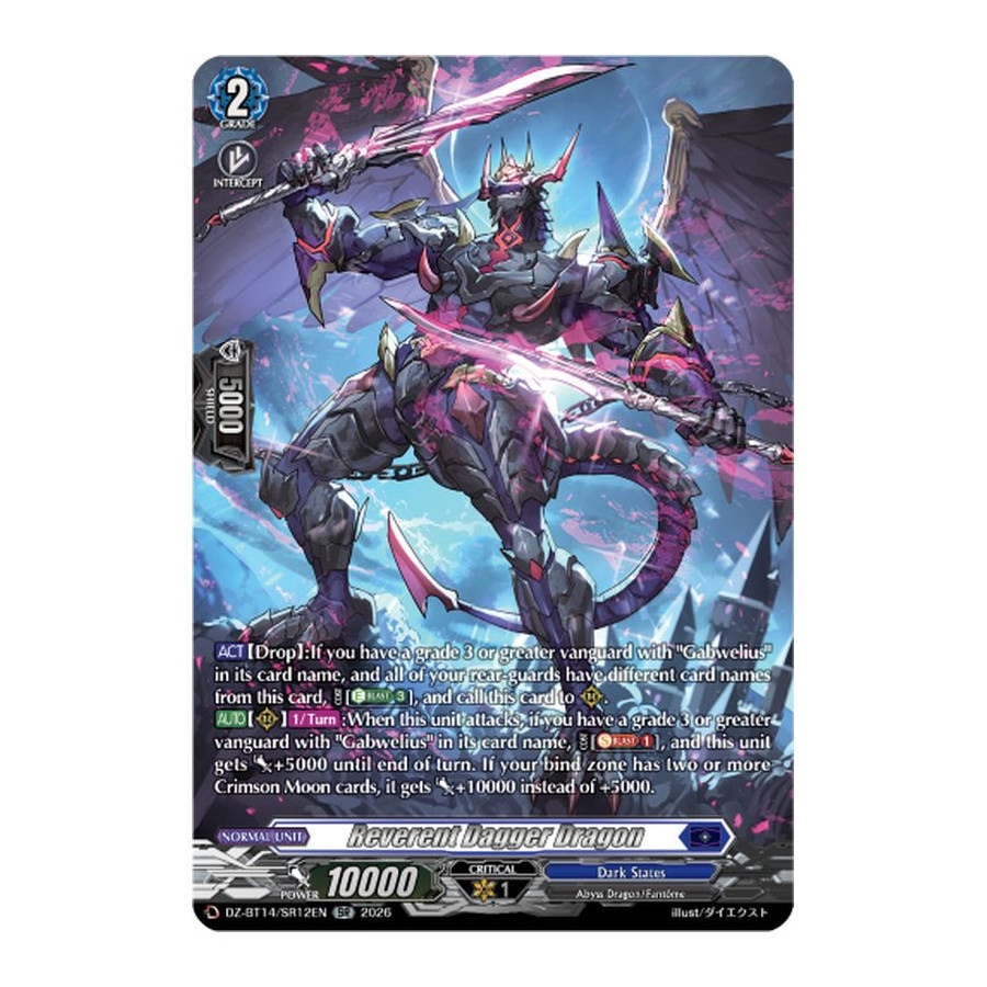 Vanguard TCG card DZ-BT14/SR12EN SR Reverent Dagger Dragon Envoys of the Crimson Moon