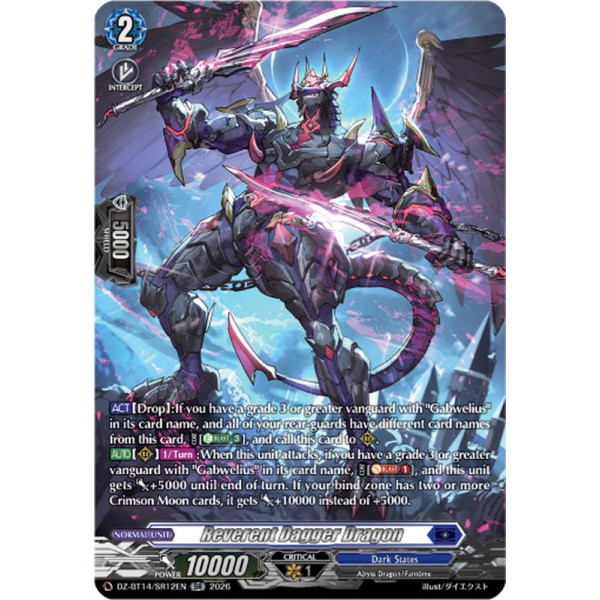 Vanguard TCG card DZ-BT14/SR12EN SR Reverent Dagger Dragon Envoys of the Crimson Moon