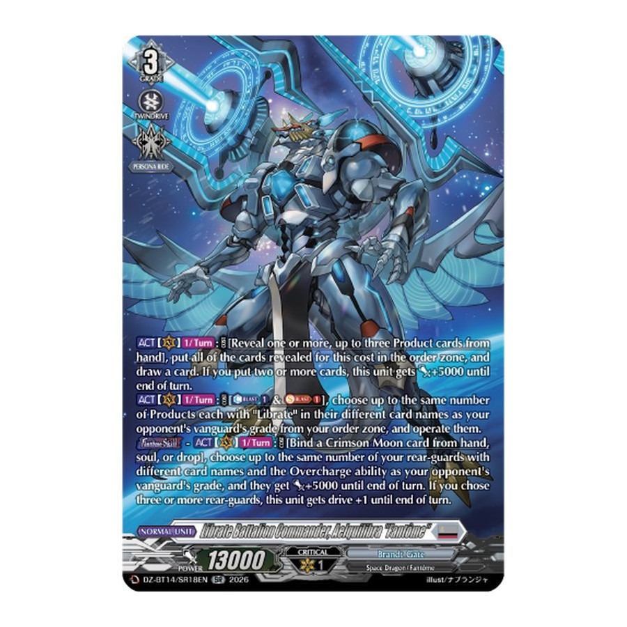 Vanguard TCG card DZ-BT14/SR18EN SR Librate Battalion Commander, Aelquilibra Fantôme Envoys of the Crimson Moon