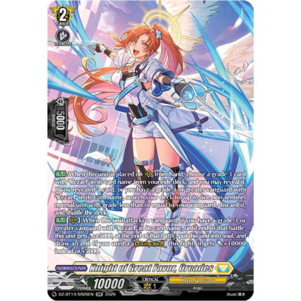 Vanguard TCG card DZ-BT14/SR26EN SR Knight of Great Favor, Orcades Envoys of the Crimson Moon
