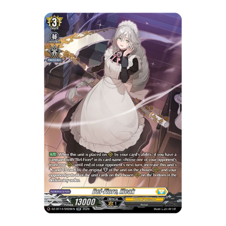 Vanguard TCG card DZ-BT14/SR28EN SR Bel-Fiore, Meak Envoys of the Crimson Moon