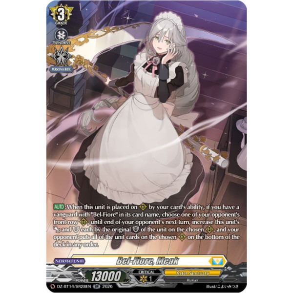 Vanguard TCG card DZ-BT14/SR28EN SR Bel-Fiore, Meak Envoys of the Crimson Moon