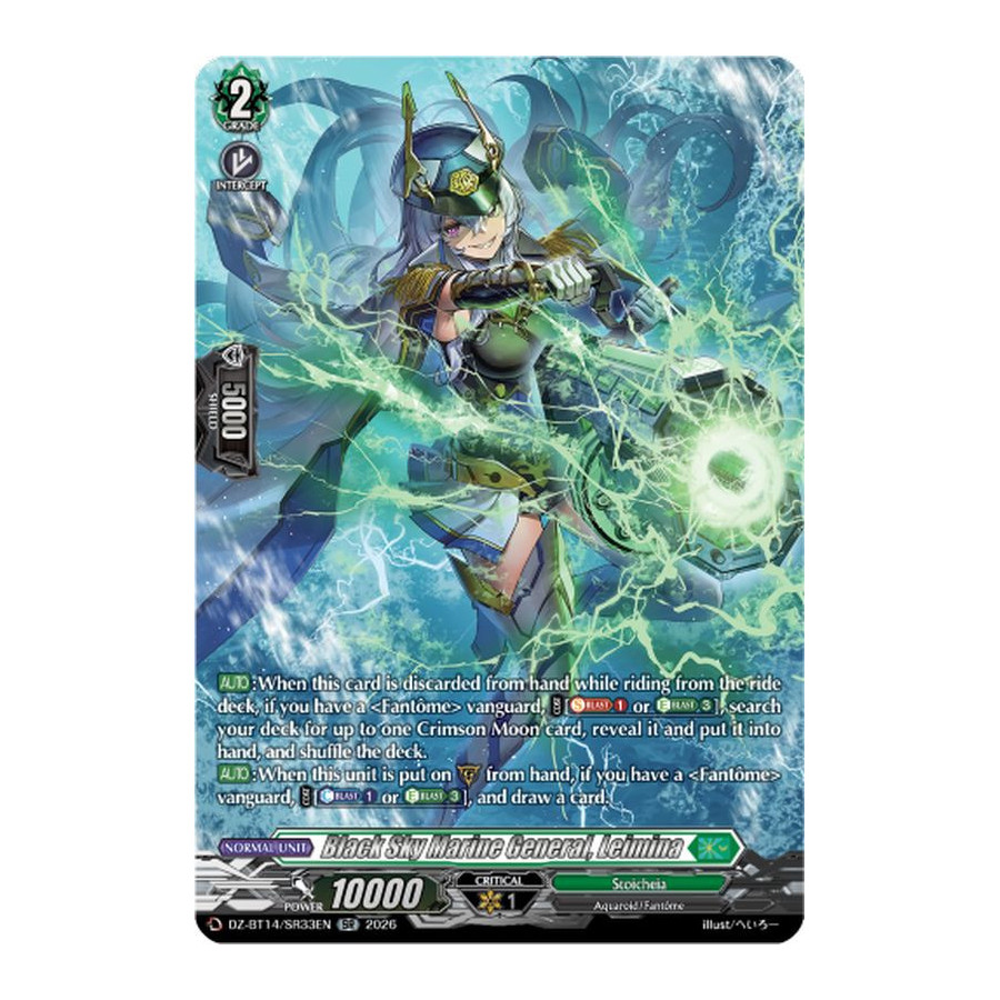 Vanguard TCG card DZ-BT14/SR33EN SR Black Sky Marine General, Leimina Envoys of the Crimson Moon
