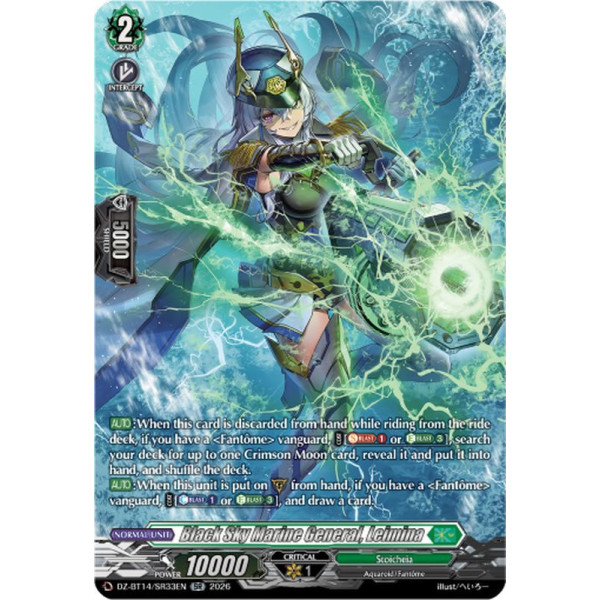 Vanguard TCG card DZ-BT14/SR33EN SR Black Sky Marine General, Leimina Envoys of the Crimson Moon