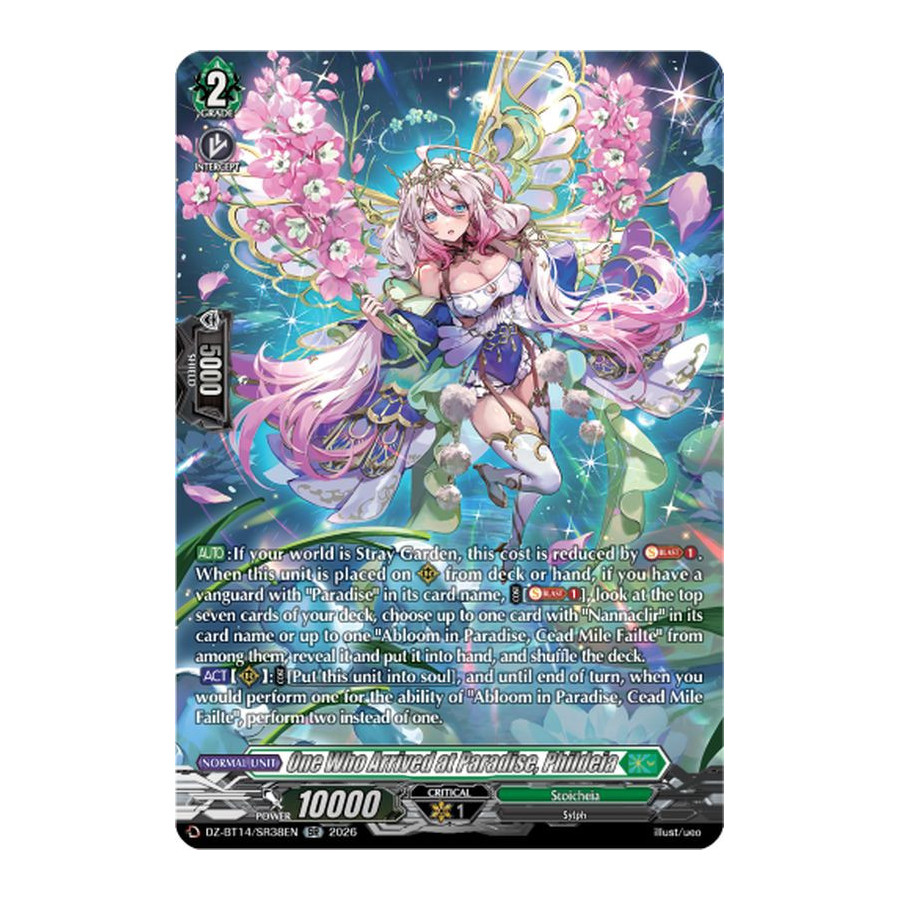 Vanguard TCG card DZ-BT14/SR38EN SR One Who Arrived at Paradise, Phildeia Envoys of the Crimson Moon