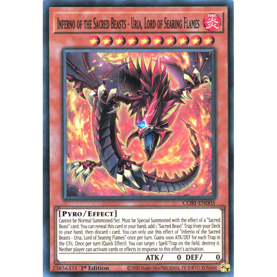 Yu-Gi-Oh TCG CORI-EN005 SR Inferno of the Sacred Beasts - Uria, Lord of Searing Flames Chaos Origins