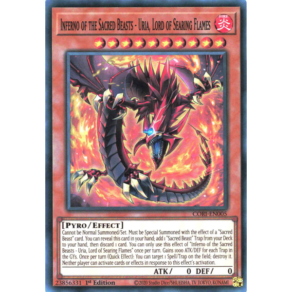 Yu-Gi-Oh TCG CORI-EN005 SR Inferno of the Sacred Beasts - Uria, Lord of Searing Flames Chaos Origins