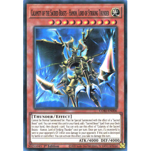 Yu-Gi-Oh TCG CORI-EN006 SR Calamity of the Sacred Beasts - Hamon, Lord of Striking Thunder Chaos Origins