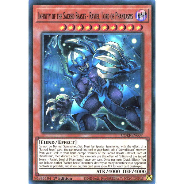 Yu-Gi-Oh TCG CORI-EN007 SR Infinity of the Sacred Beasts - Raviel, Lord of Phantasms Chaos Origins