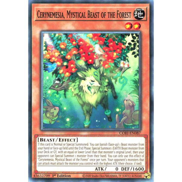 Yu-Gi-Oh TCG CORI-EN087 C Cerynemesia, Mystical Beast of the Forest Chaos Origins